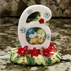 Rare Vintage George Good 6th Birthday Small Porcelain Figurine w/ Birds